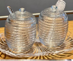 Açucareiro + Meleira + Bandeja Cristal Lyor