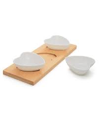 Conjunto Petisqueira Coração 4 Peças Branco/Bege