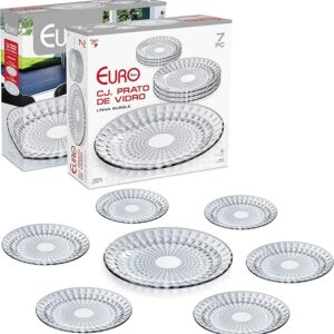 Conjunto de Pratos de Vidro 7 peças Bubble, Euro Home