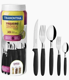 Faqueiro TRAMONTINA Ipanema aço inox 30 peças preto