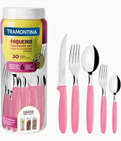 Faqueiro TRAMONTINA Ipanema aço inox 30 peças  rosa