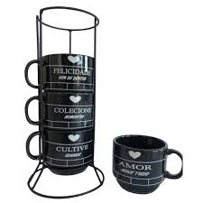 Jogo 4 Xícaras Café, Chá com Suporte.