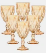 Jogo 6 Taças Diamond Âmbar Vidro 340ml