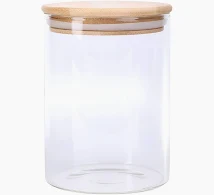 Pote De Vidro P/ Mantimentos 600ml C/ Tampa Bambu