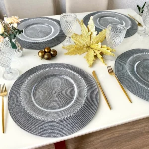 Sousplat redondo cinza