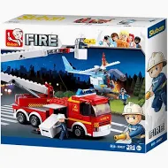 Blocos de Montar Bombeiros Caminhão + Helicóptero 394 Peças