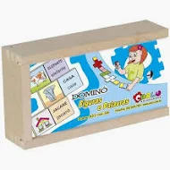 Carlu Brinquedos - Figuras e Palavras Dominó 28 Peças, 3+ Anos, Multicor