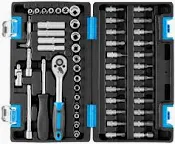Jogo de Soquetes e Acessórios 1/4” 57 Peças - com Maleta Nell