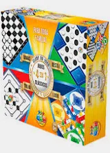 Jogo de Tabuleiro 4 Jogos em 1 Damas, Trilha, Ludo e Resta
