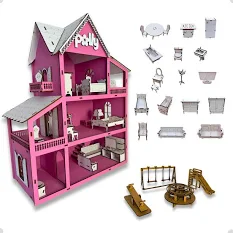 Kit casa/casinha Polly boneca 19 móveis