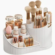 Organizador De Pincéis De Maquiagem Giratório 10 Divisórias Branco