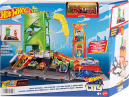 Pista Hot Wheels City Super Posto de Gasolina com - Carregadores para Veículos Elétricos Mattel