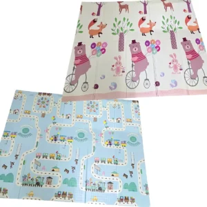 Tapete Infantil Tatame Dupla Face Ursinho de bicicleta e Pista