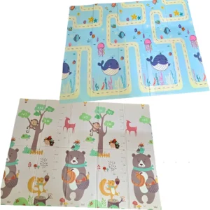 Tapete Dobrável Emborrachado Tatame Dupla Face Ursinho e baleia