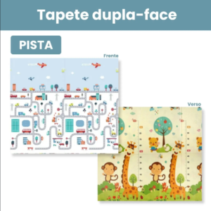 Tapete Dobrável Emborrachado Tatame Dupla Face - Pista e girafa