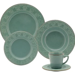 Aparelho de Jantar E Chá 20 Pçs Mendi Malaquita Oxford cor Verde