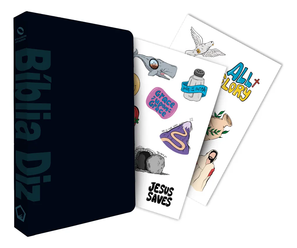 Bíblia Sagrada De Estudo Diz Naa Jovem Capa Dura Preta Adesivos