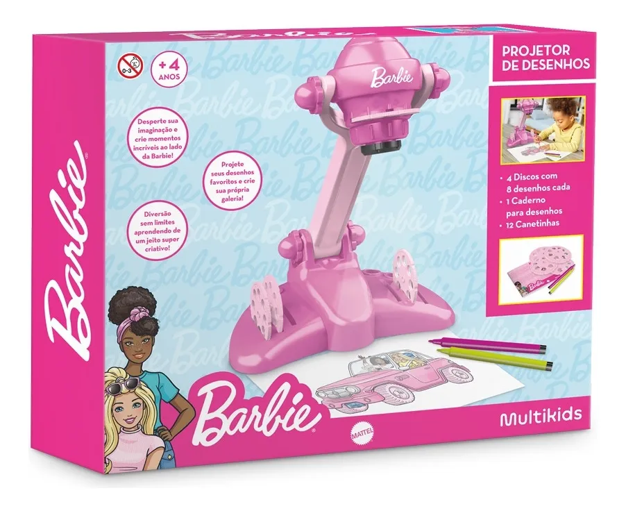 Projetor De Desenhos Barbie Multikids - Br2399 Rosa - Imagem 2