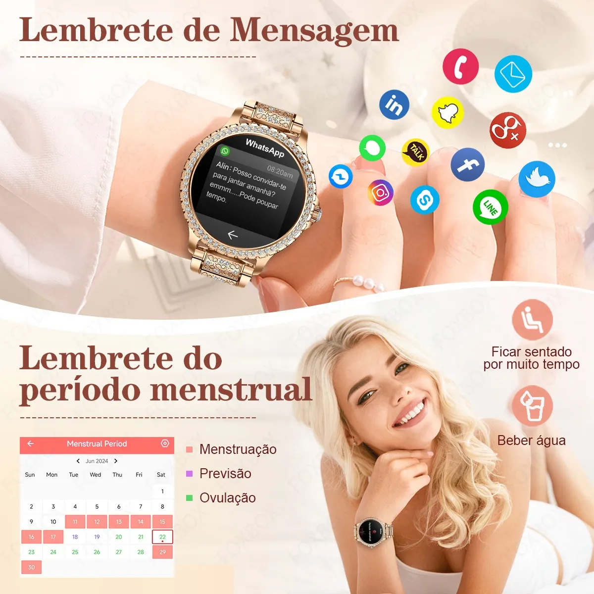 Smartwatch Esportivo Com Diamante - Imagem 3