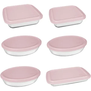Conjunto Assadeiras 6 Peças Com Tampa Cor Rosa - Marinex