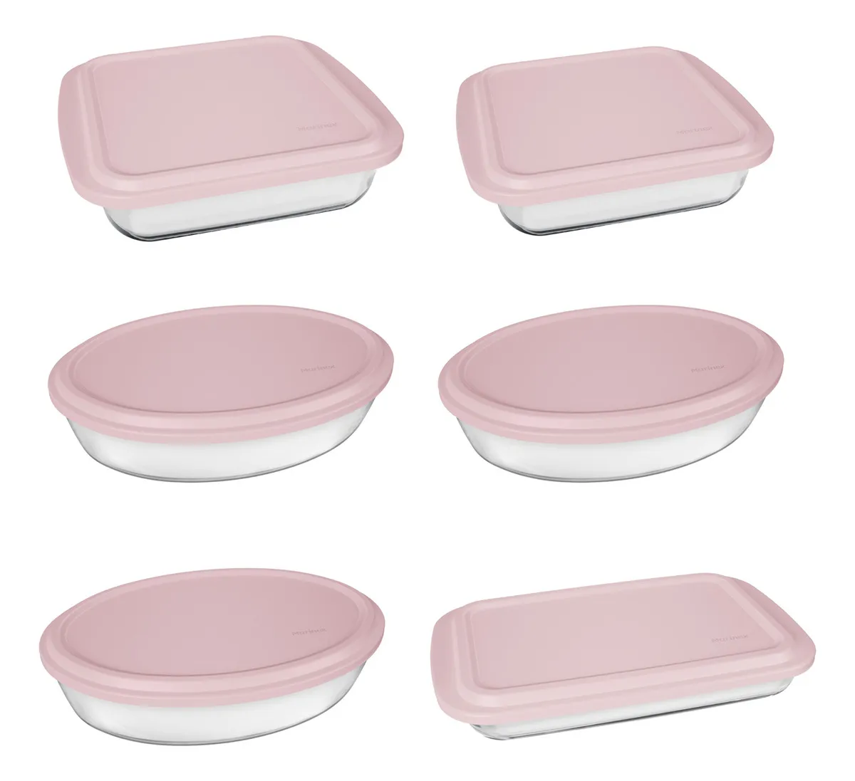 Conjunto Assadeiras 6 Peças Com Tampa Cor Rosa - Marinex