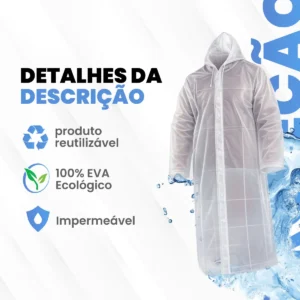 Capa De Chuva Transparente Impermeável Pvc Adulto