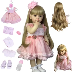 Bonecas Bebe Reborn Menina Realista Silicone 55 Cm Loiro