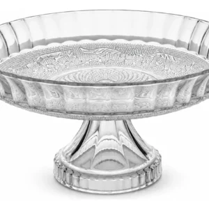 Fruteira De Vidro 30cm Prato De Bolo C/pé Arabesco Lehaví